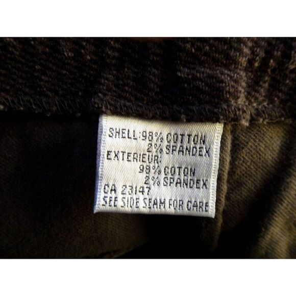 Talbots Brushed Cotton Corduroy Pants HeavyWeight Bark Brown Pockets Sz 12 - Picture 5 of 6